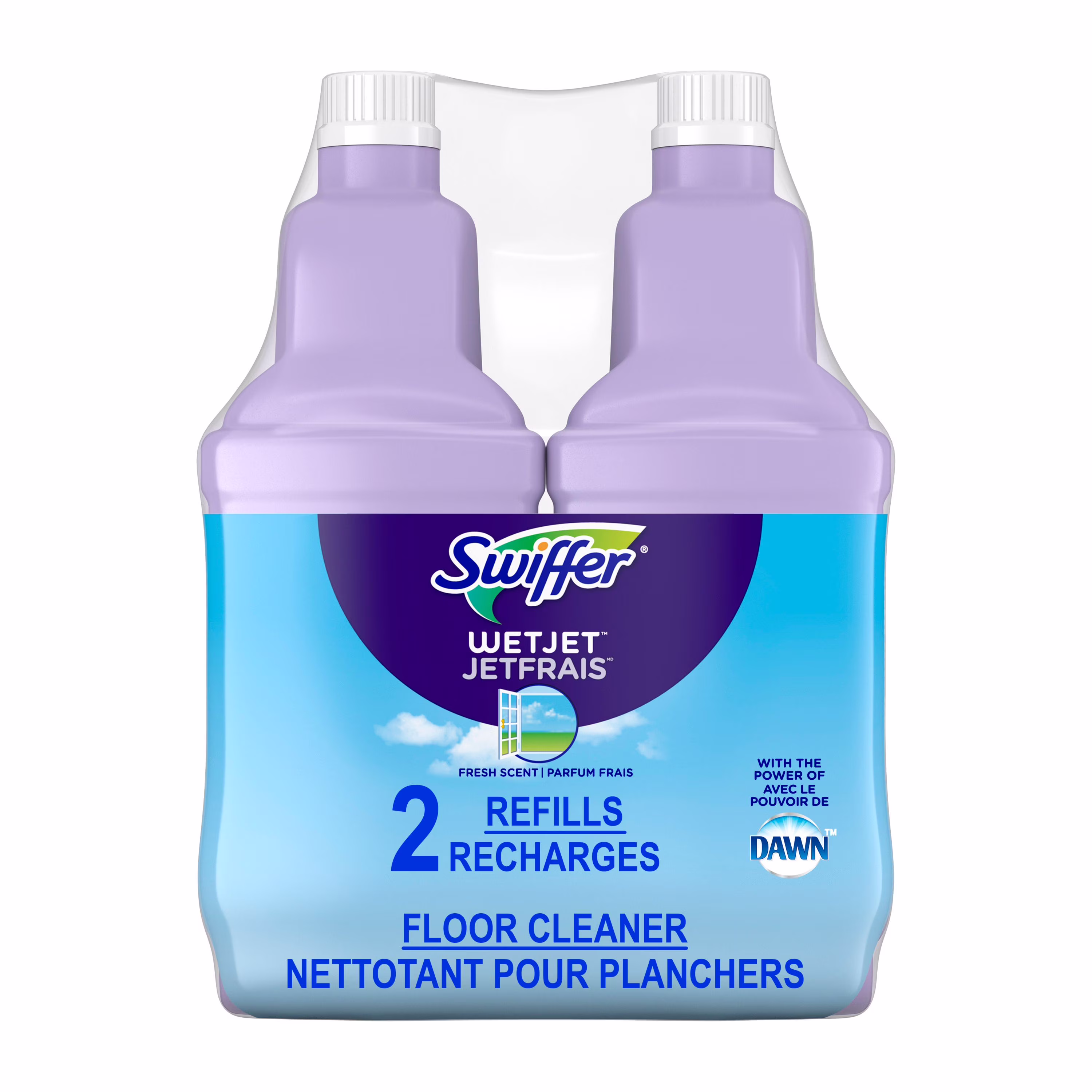 Nettoyant pour planchers swiffer jetfrais avec le pouvoir de dawn. parfum frais. 1.25l chaque 2.5l