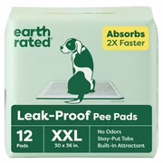 Tapis de propreté antifuite earth rated pour chiens et chiots. absorption 2x plus rapide*. non parfumés. l. 76 x 91 cm. paq. de 12