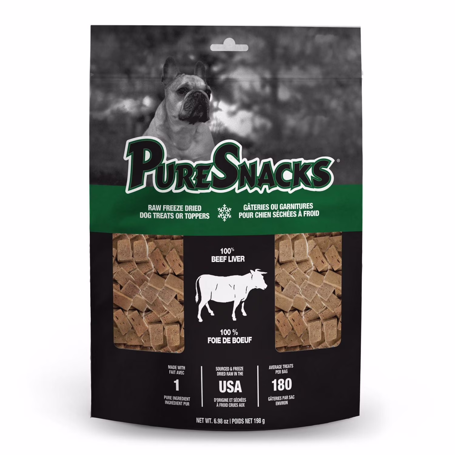 Puresnacks gâteries séchées à froid de foie de boeuf pour chien