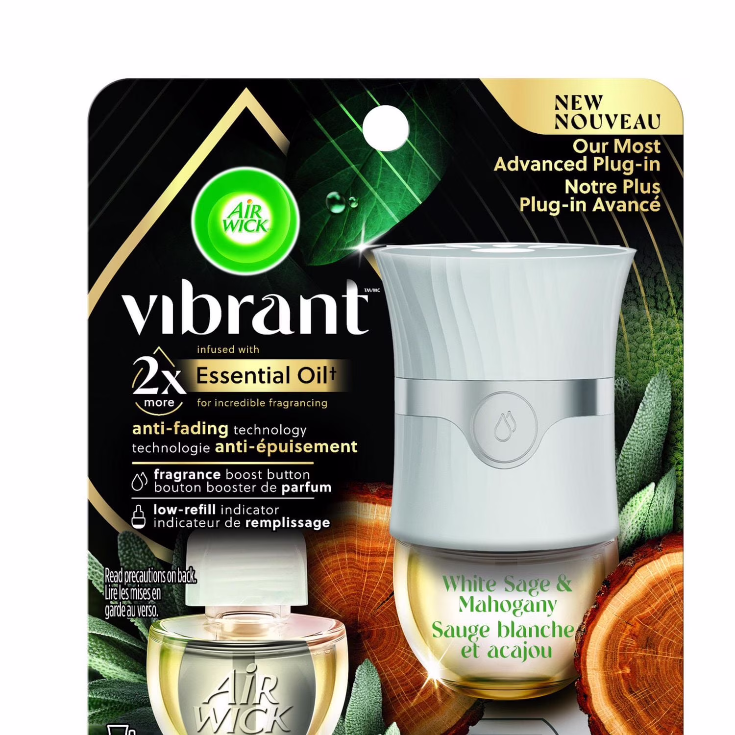 Vibrant diffuseur + recharge huile parfumée sauge blanche et acajou