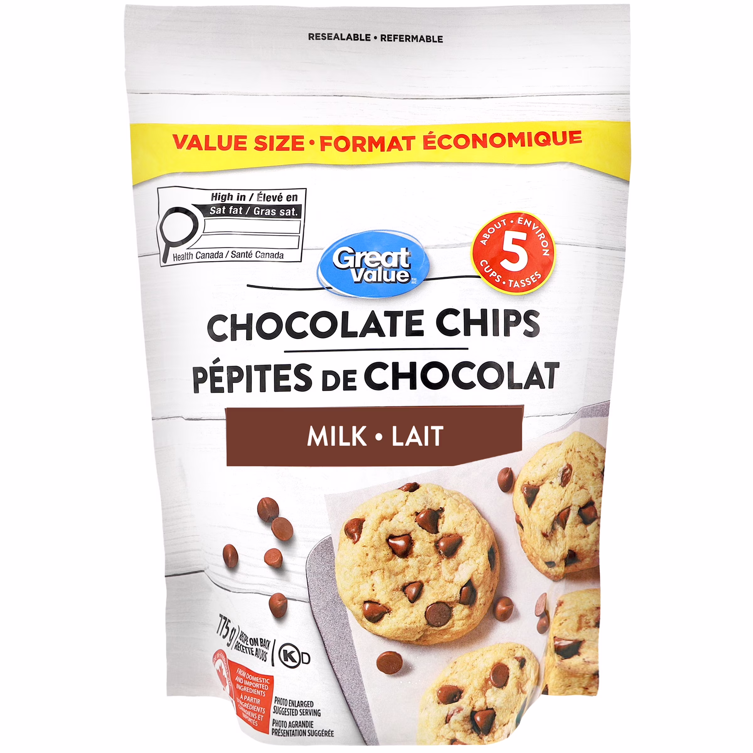Pépites de chocolat au lait great value