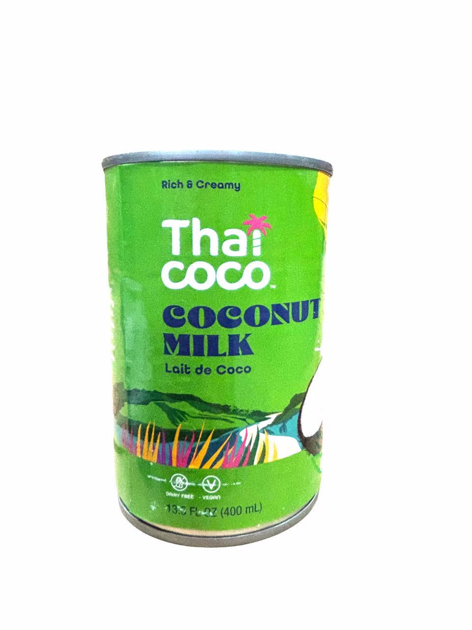 Lait de coco en conserve de marque thai coco. 17-18 % mg (couvercle eo)