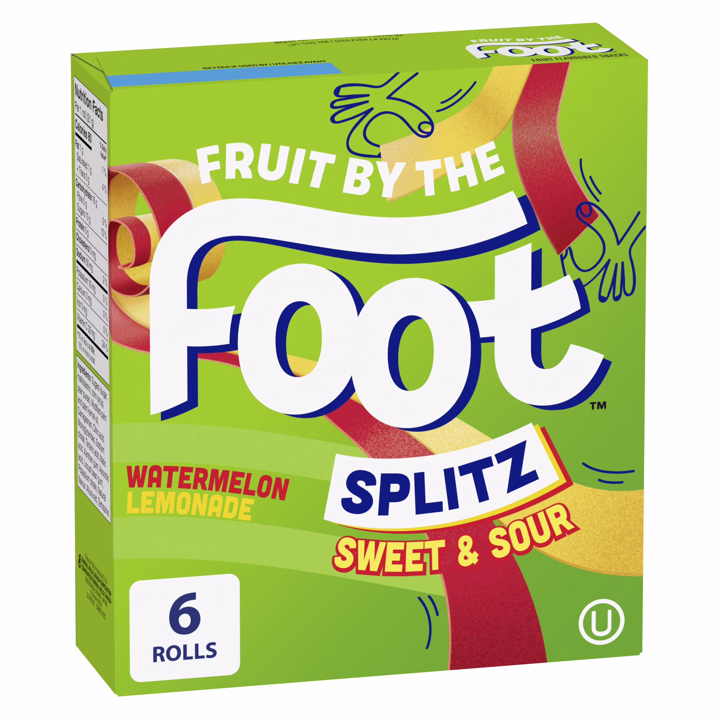 Collation à saveur de fruits splitz sucrés et surs melon d'eau et limonade