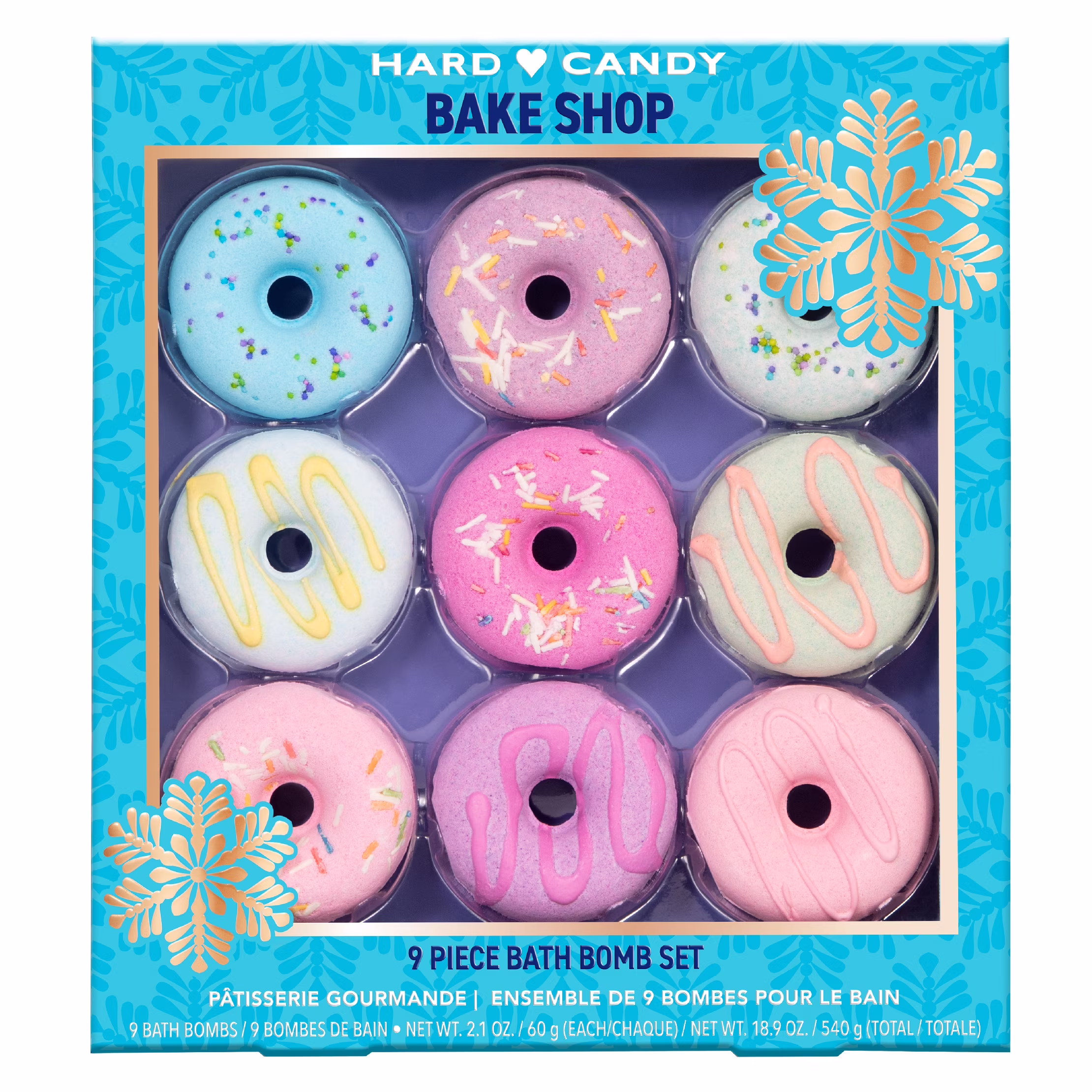 Hard candy coffret-cadeau pâtisserie de bombes pour le bain en forme de beigne