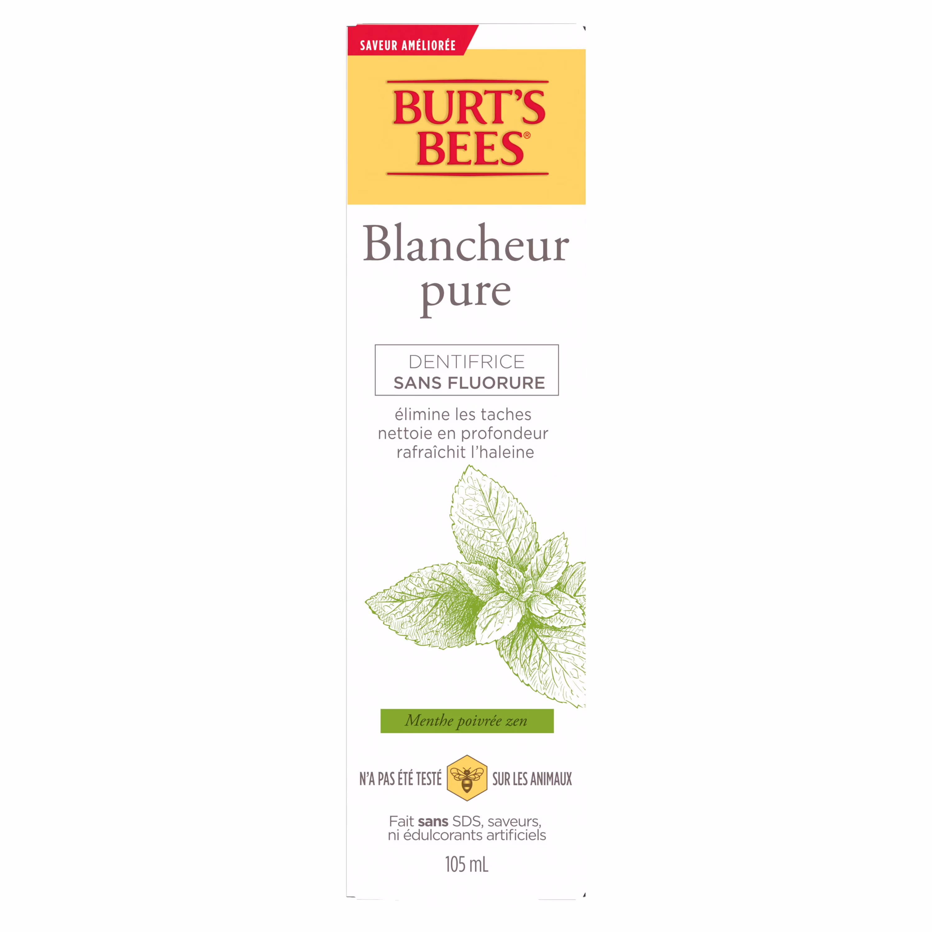 Dentifrice sans fluorure à saveur de menthe poivrée