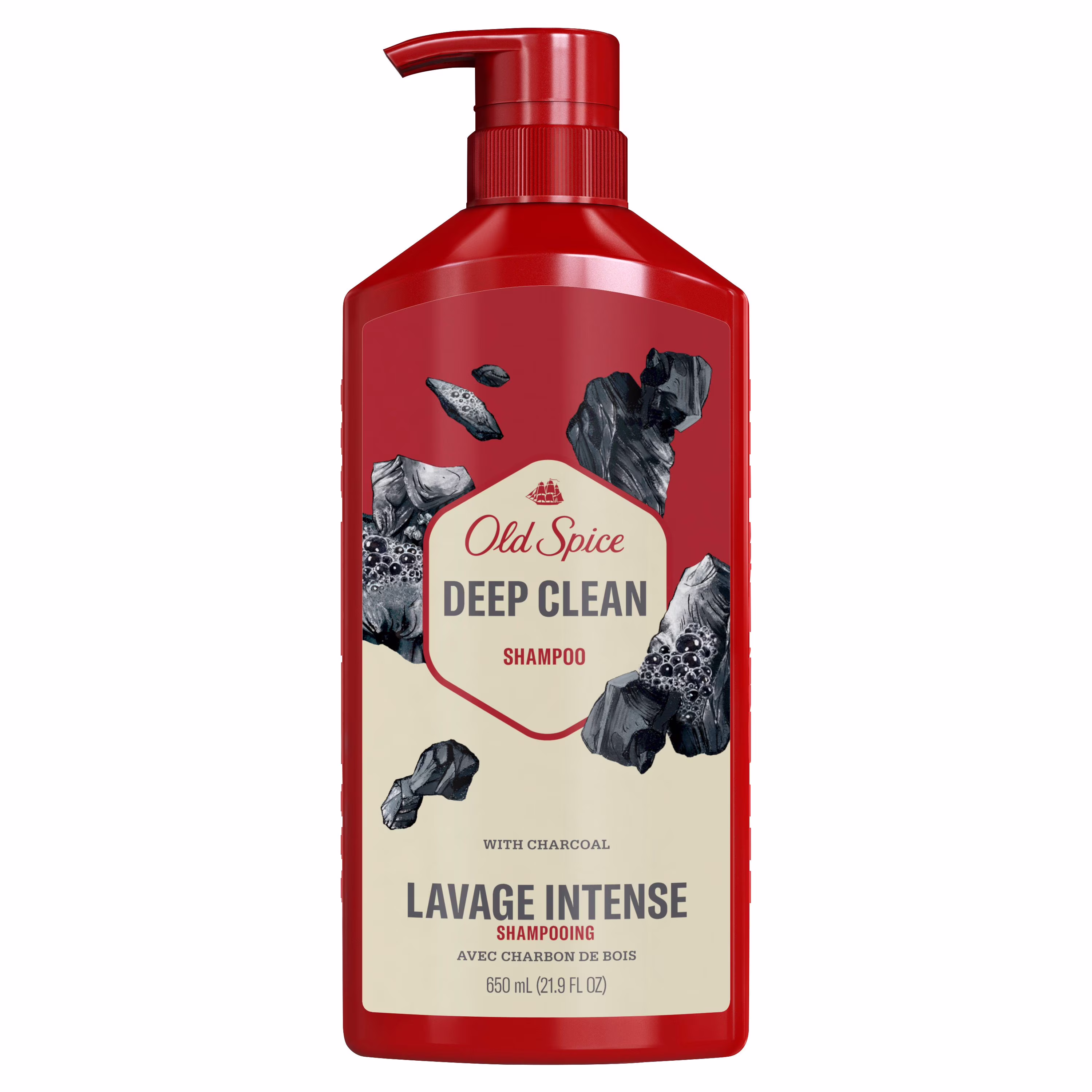Old spice shampooing lavage intense pour hommes avec charbon de bois. parfum frais et propre. élimine l'accumulation de saleté et d'huile
