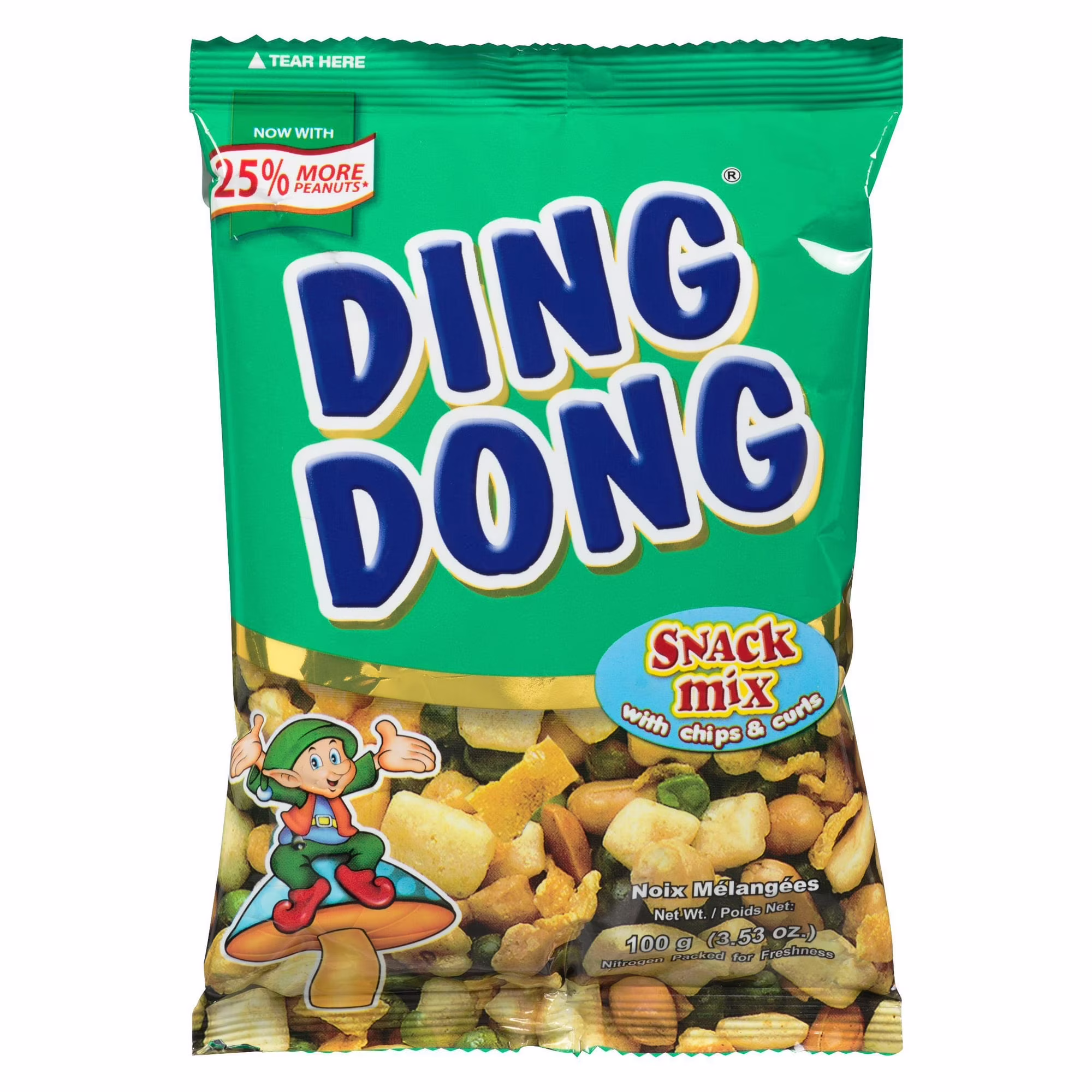 Mélange de collations ding dong avec chips et boucles  par sachet. mélange de noix. de haricots et de chips