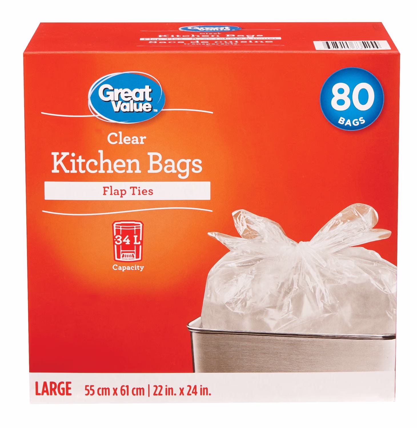 Great value sacs de cuisine transparents. . 80sacs