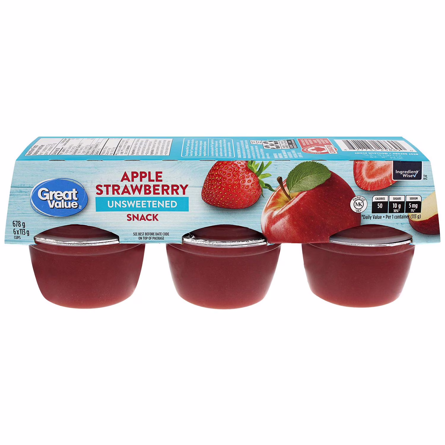 Collation non sucrée aux pommes et aux fraises great value