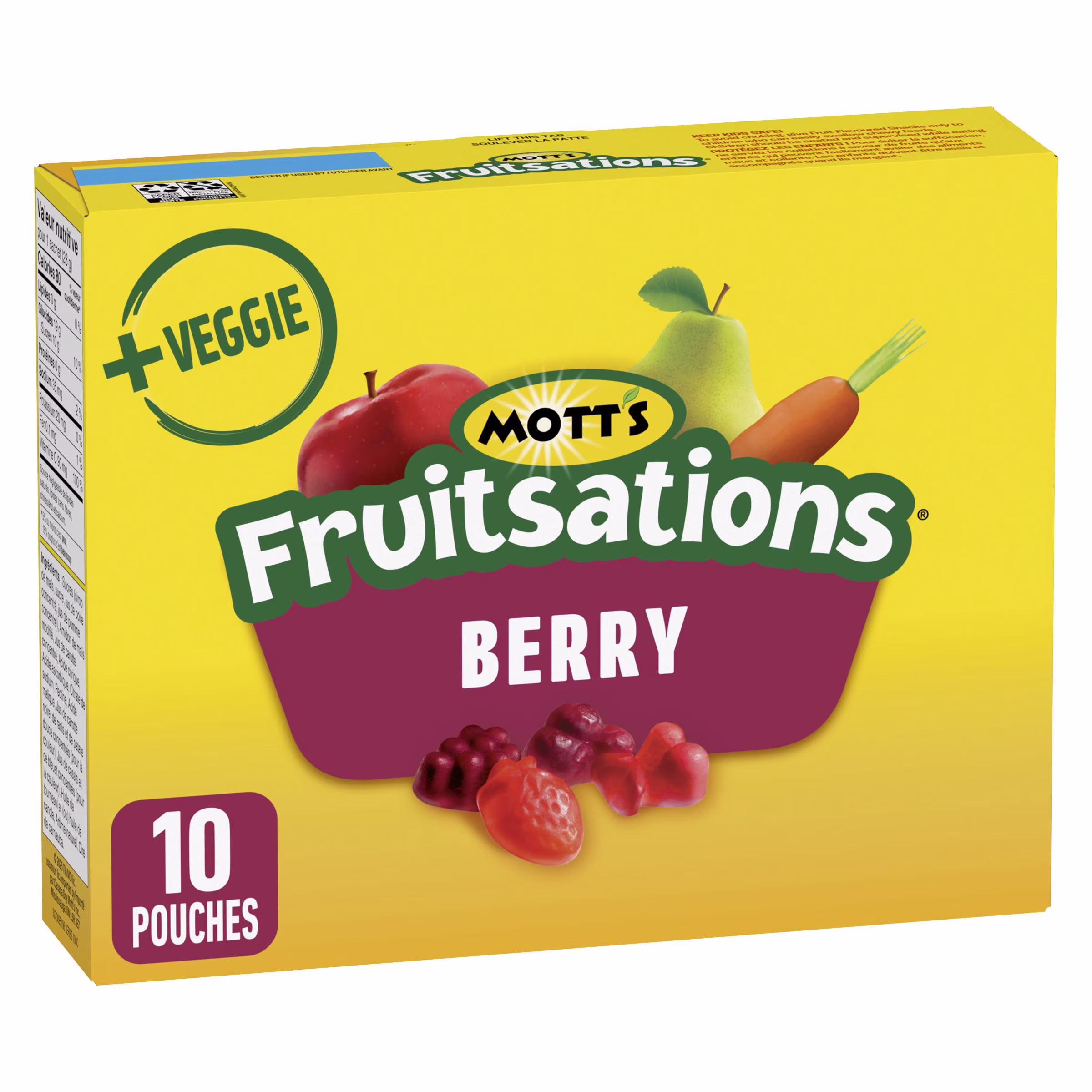 Fruitsations Collations à Saveur de Fruits, Petits Fruits, Sans Gluten, 10 Sachets
