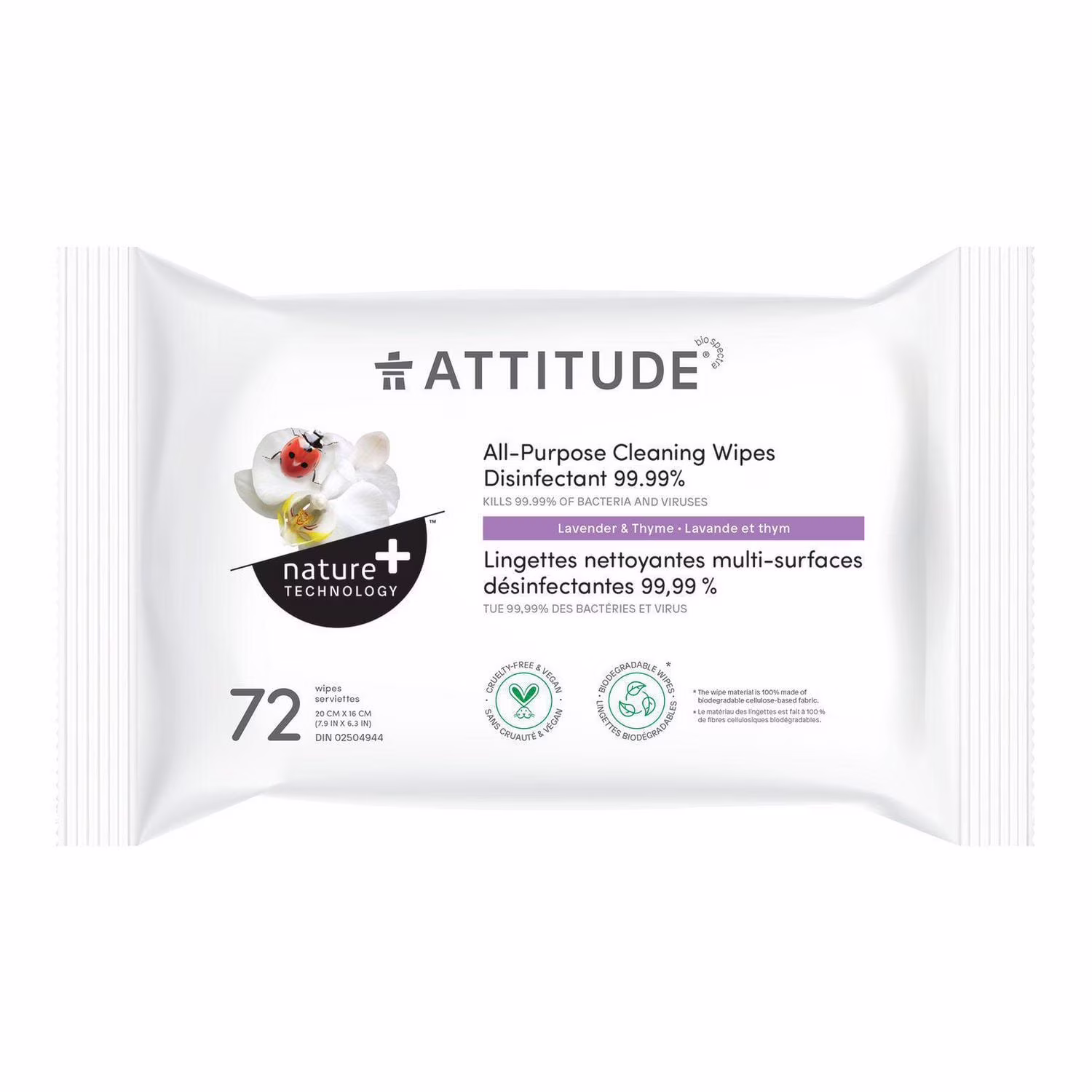 Lingettes nettoyantes désinfectantes à la lavande et thym