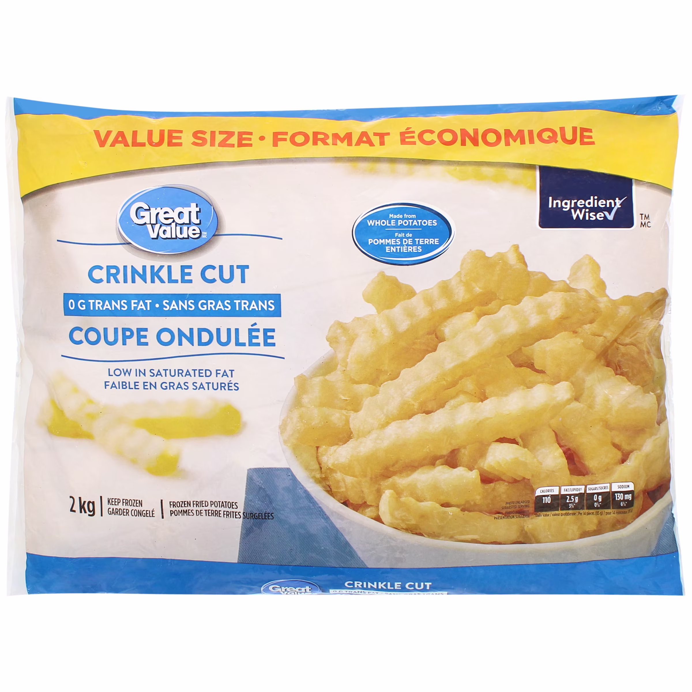 Great value pommes de terre frites surgelées coupe ondulée