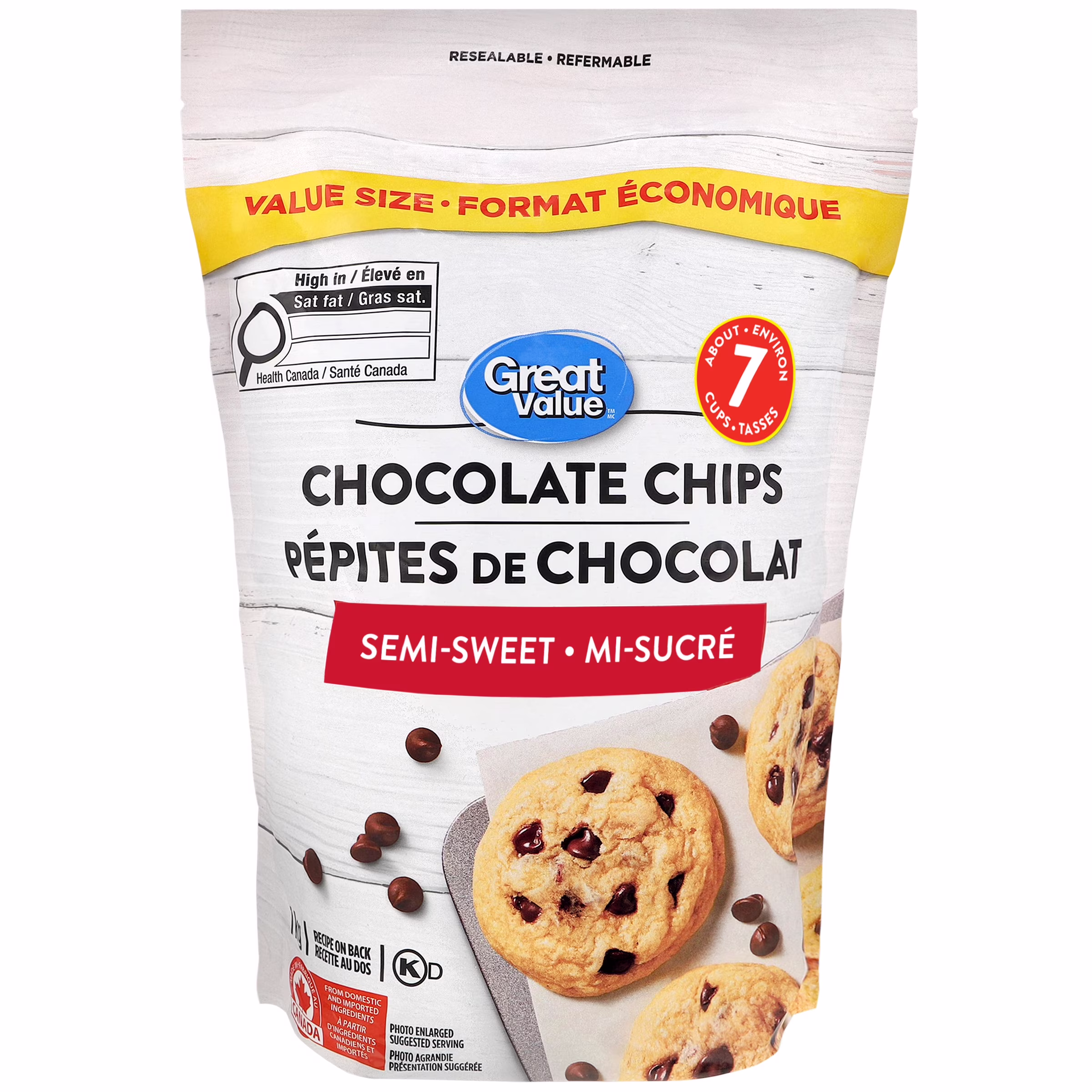 Pépites de chocolat mi-sucré great value 1& kg