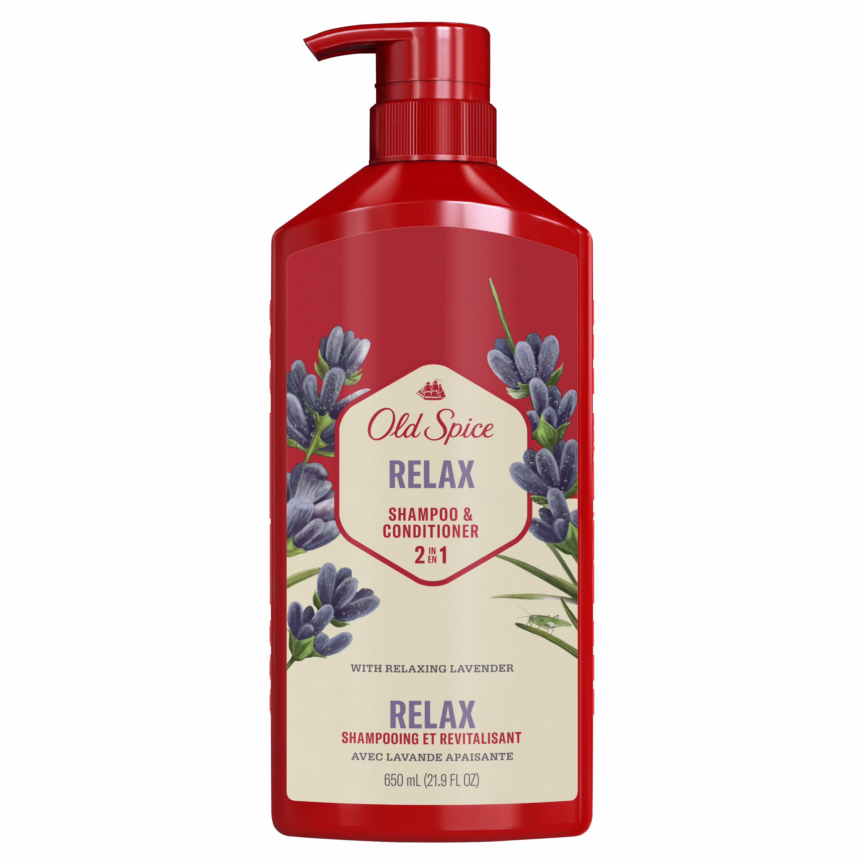 Old spice relax 2 en 1 shampooing et revitalisant pour hommes à la lavande. pour des cheveux épais et en santé pour hommes