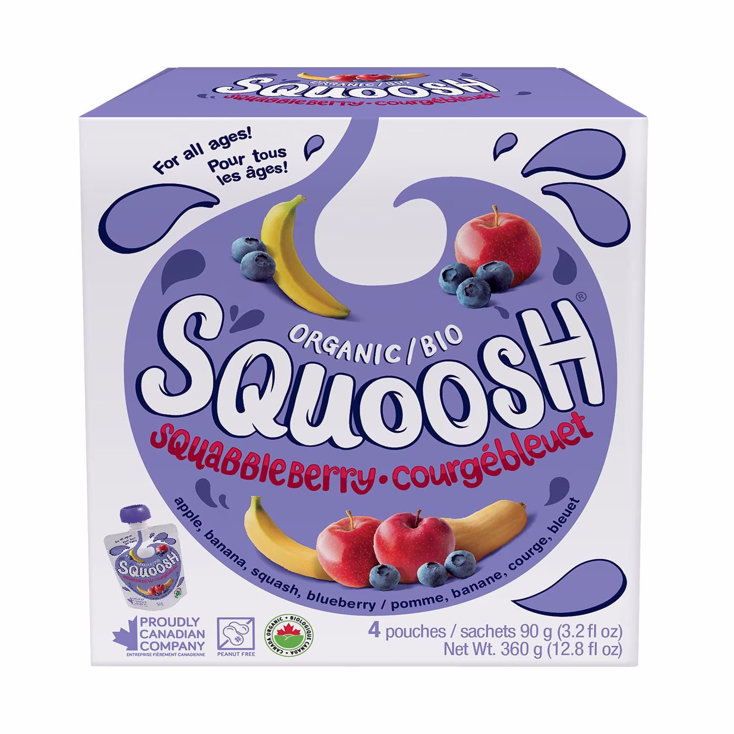 Squoosh squabbleberry collation de fruits & légumes biologiques