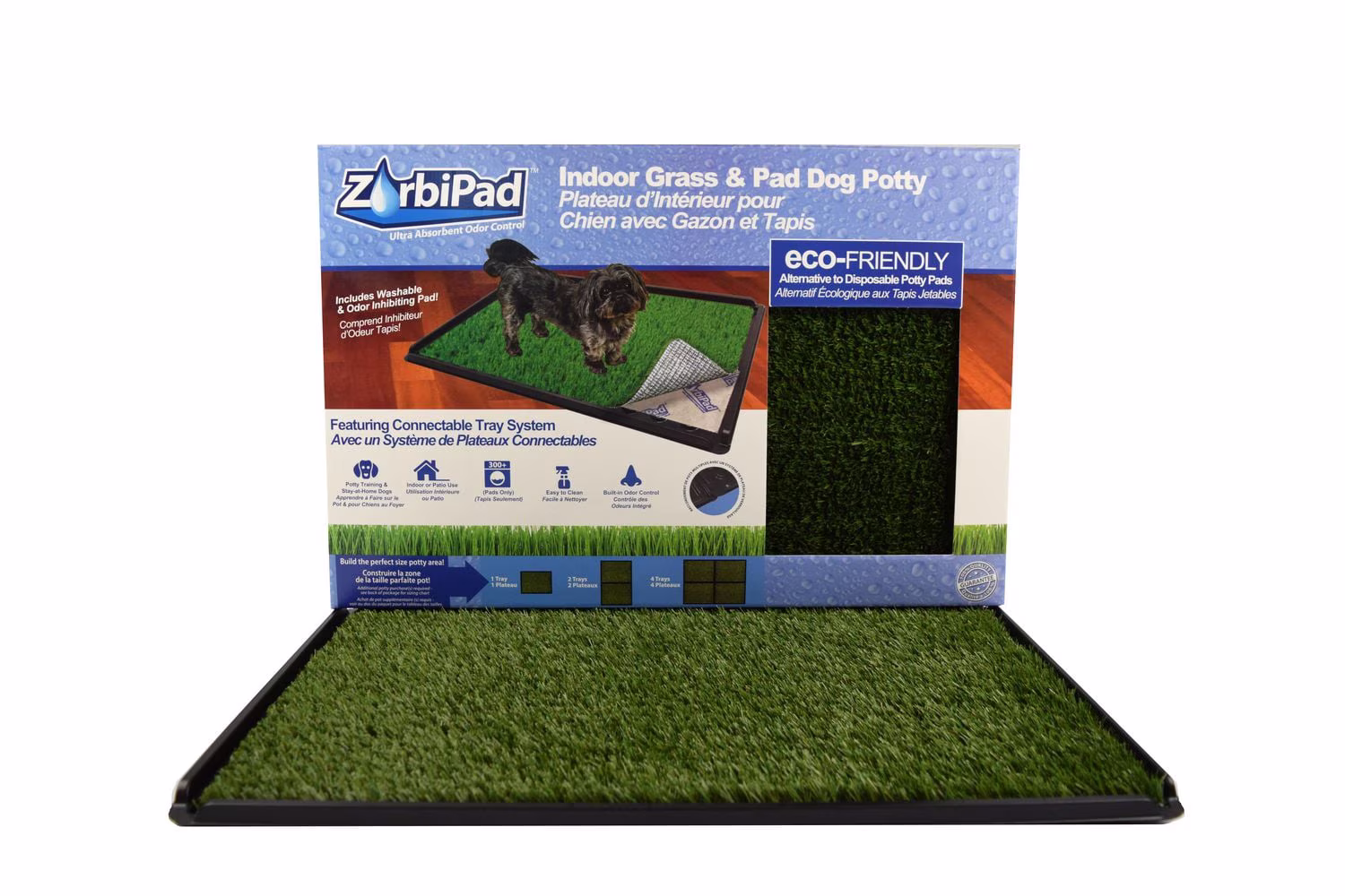 Zorbipad système de pot pour chien d'intérieur connectable avec gazon et tapis