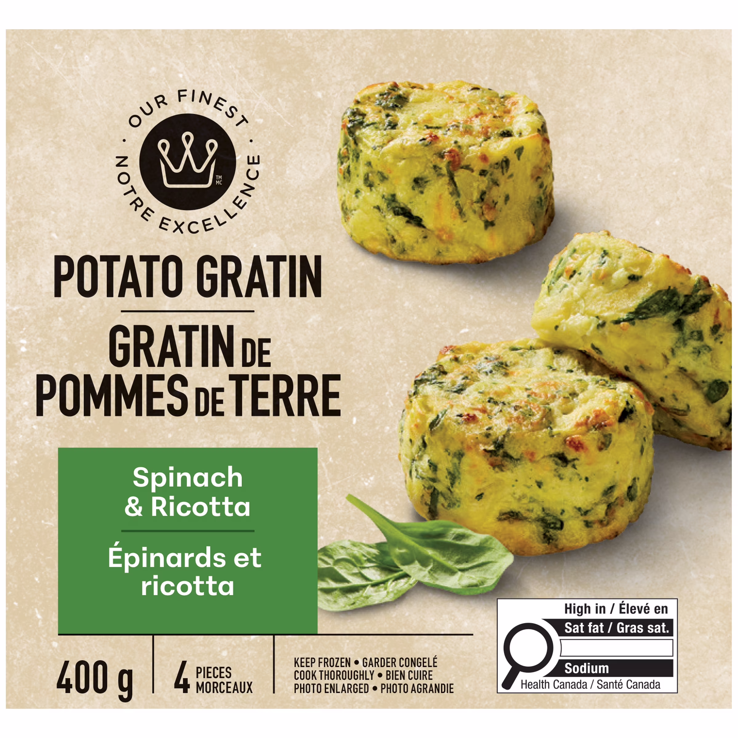 Gratin de pommes de terre épinards et ricotta notre excellence