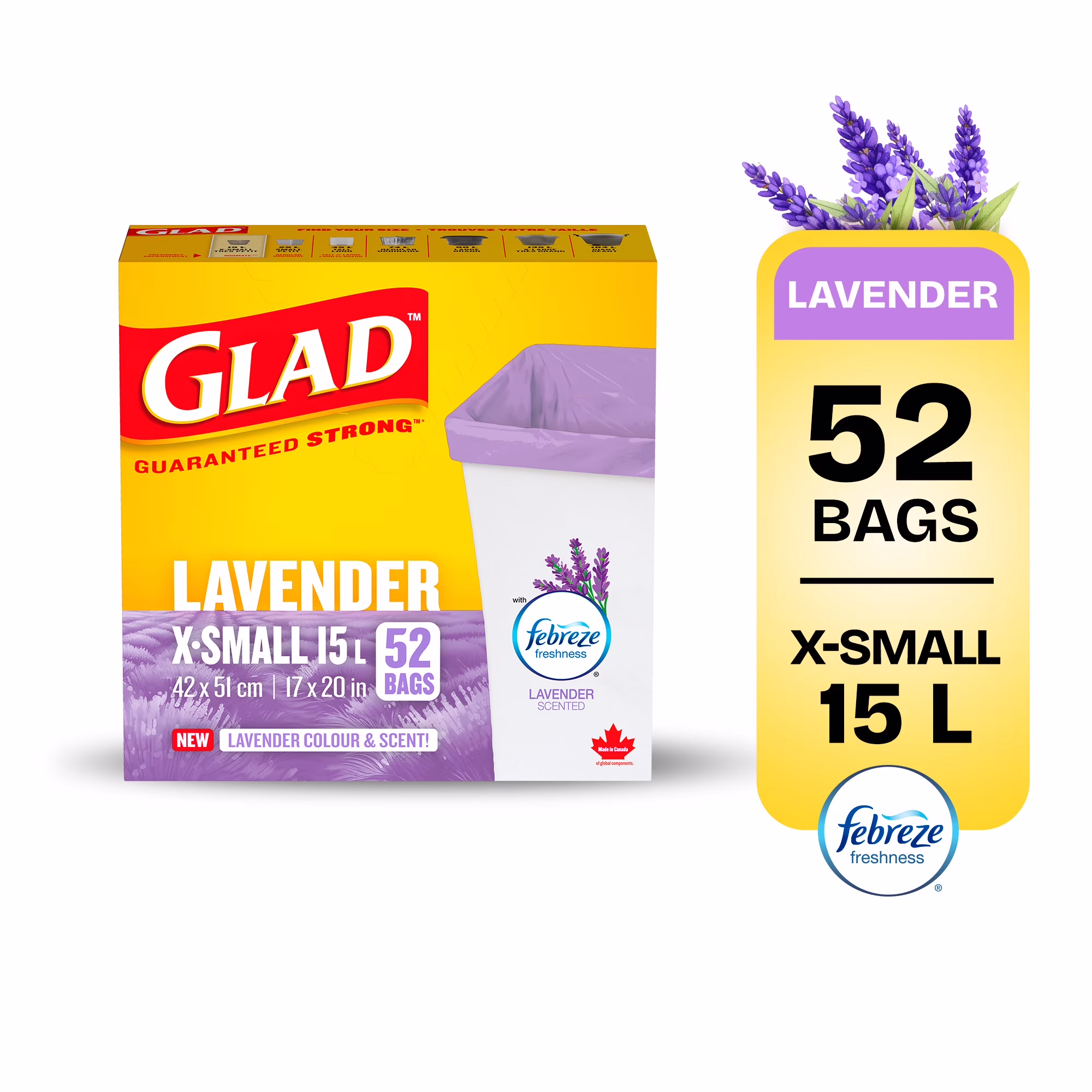 Très petits sacs à ordures violets au parfum de lavande