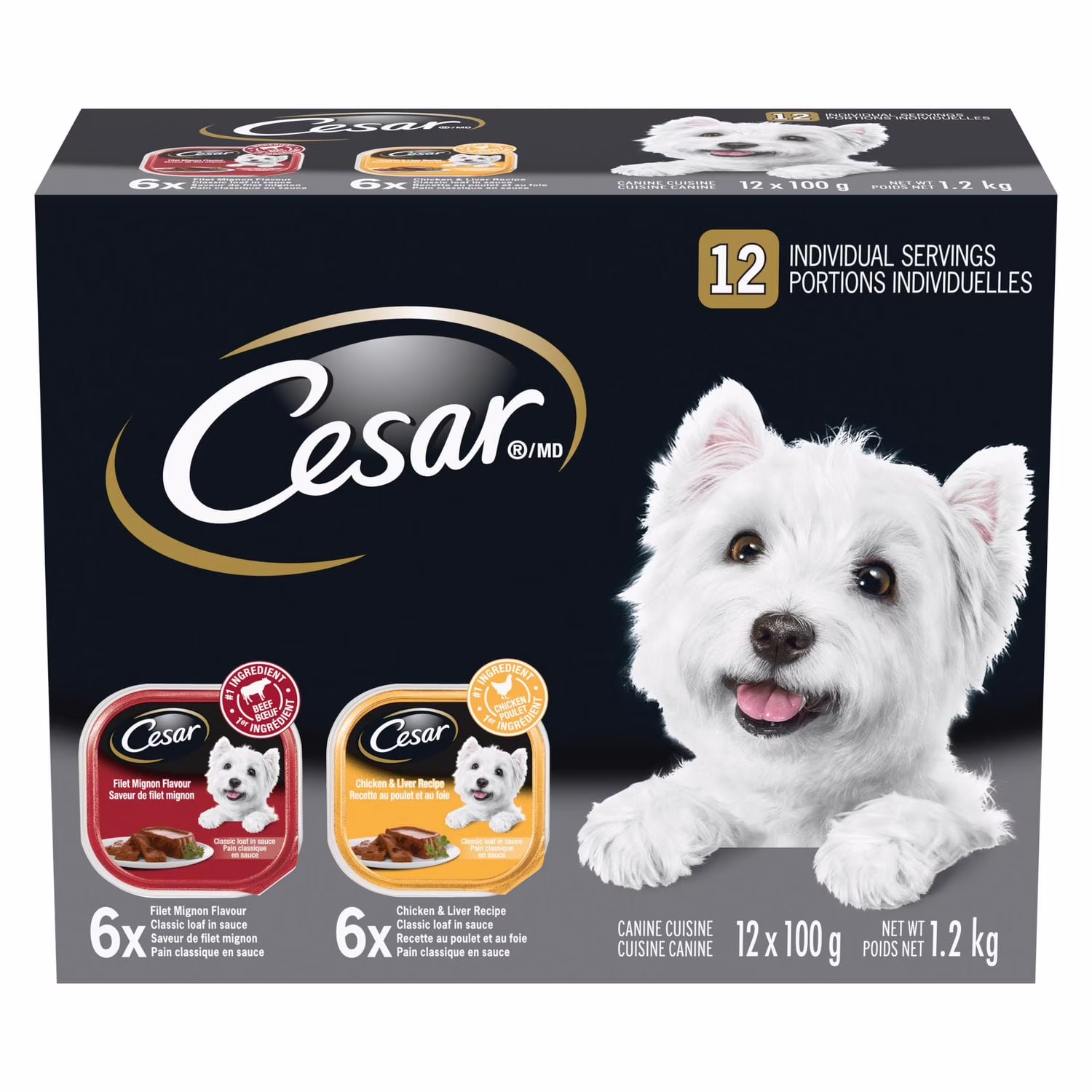 Repas pour chien aux saveurs de filet mignon et de poulet et foie