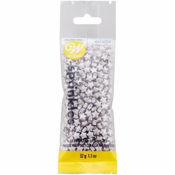 Sac de paillettes étoiles argent. wilton.  sac paillettes étoiles argent